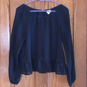 Merona black and blue plaid blouse